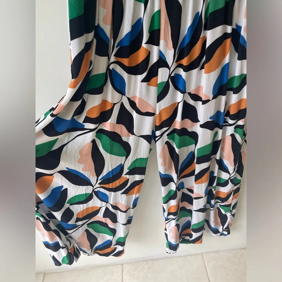 eloquii jumpsuit short sleeve wide leg leaf print back zip rayon size 14 - Picture 8 of 10